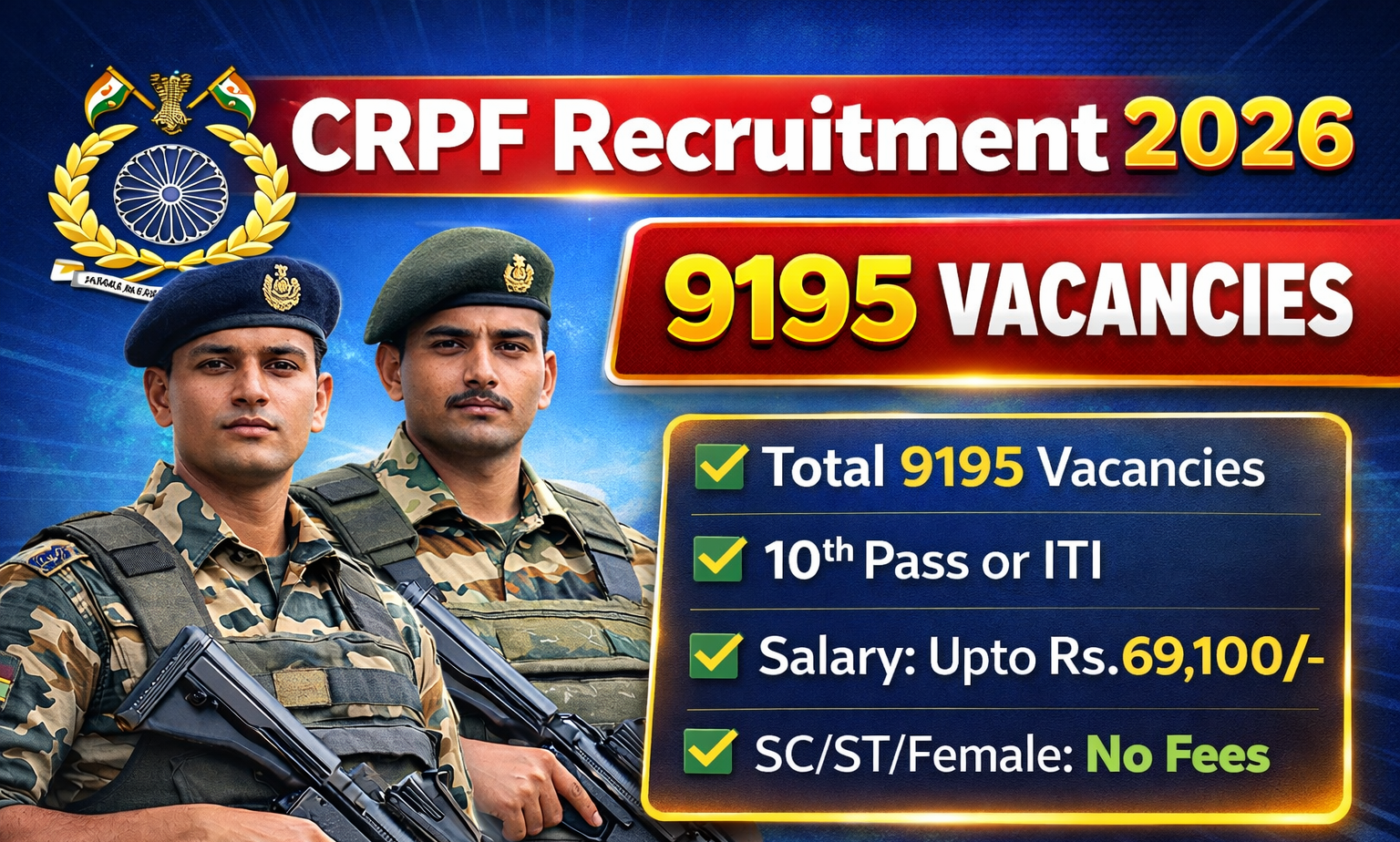 CRPF Constable Tradesman Recruitment 2026
