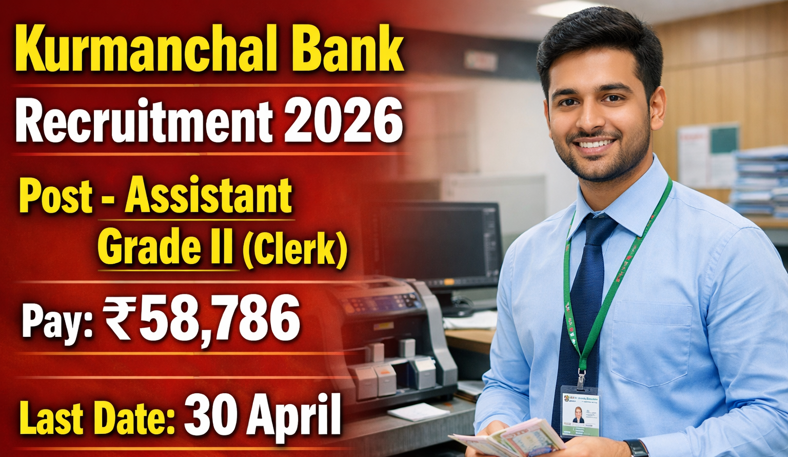 Kurmanchal Nagar Sahkari Bank Clerk Recruitment 2026