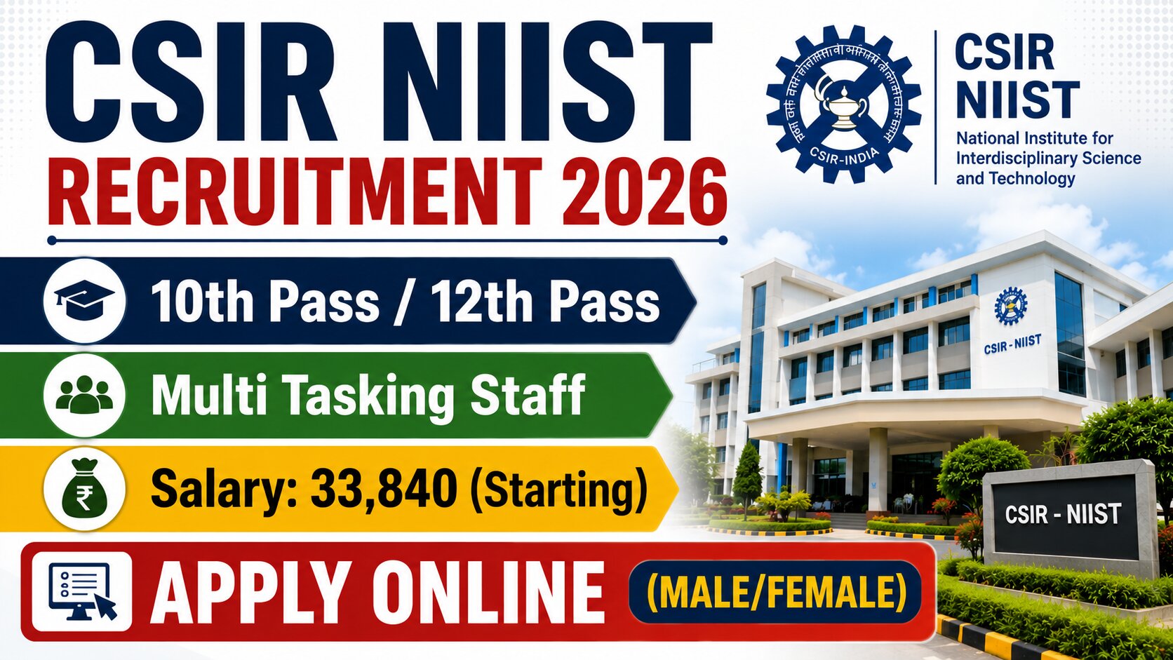 CSIR NIIST Recruitment 2026