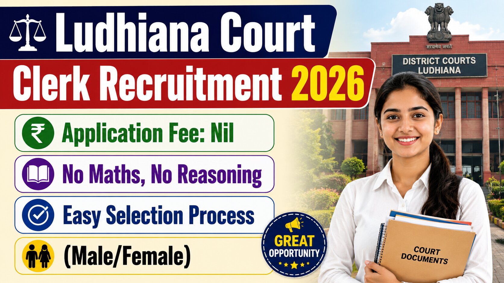 Ludhiana Court Clerk Recruitment 2026