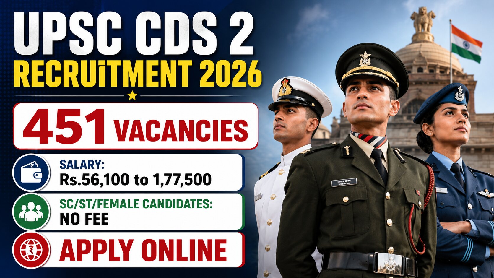 UPSC CDS 2 Recruitment 2026