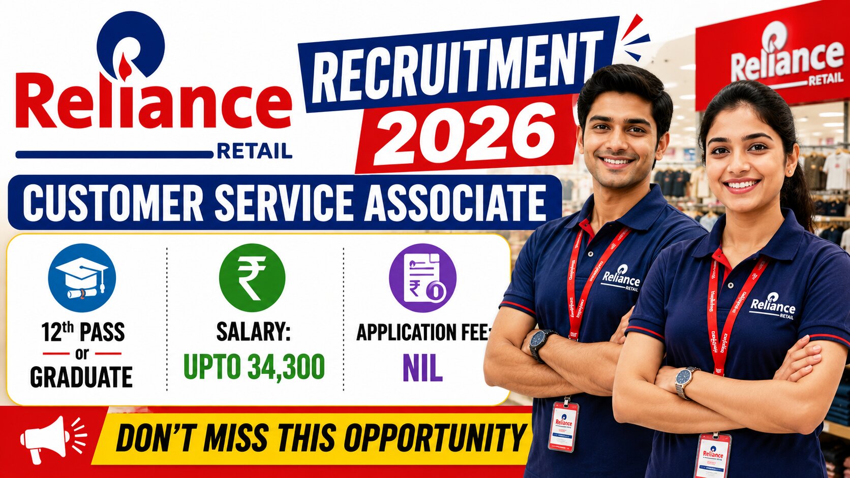 Reliance Retail is Hiring for Customer Service Associate