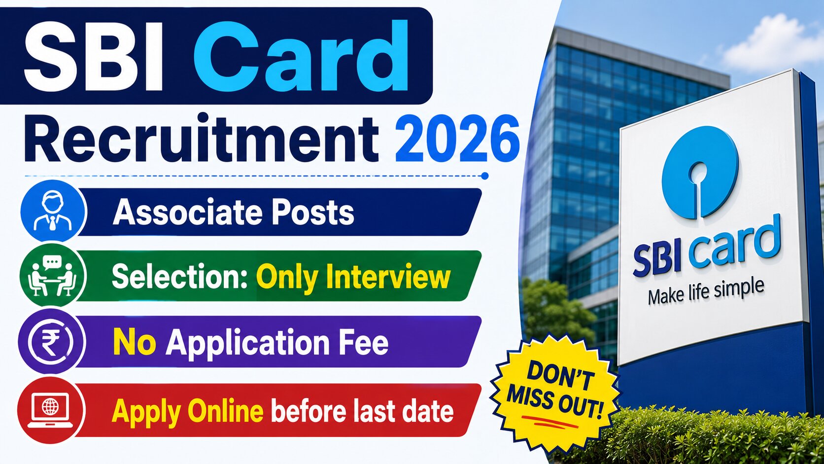 SBI Card Hiring for Credit Card Associate