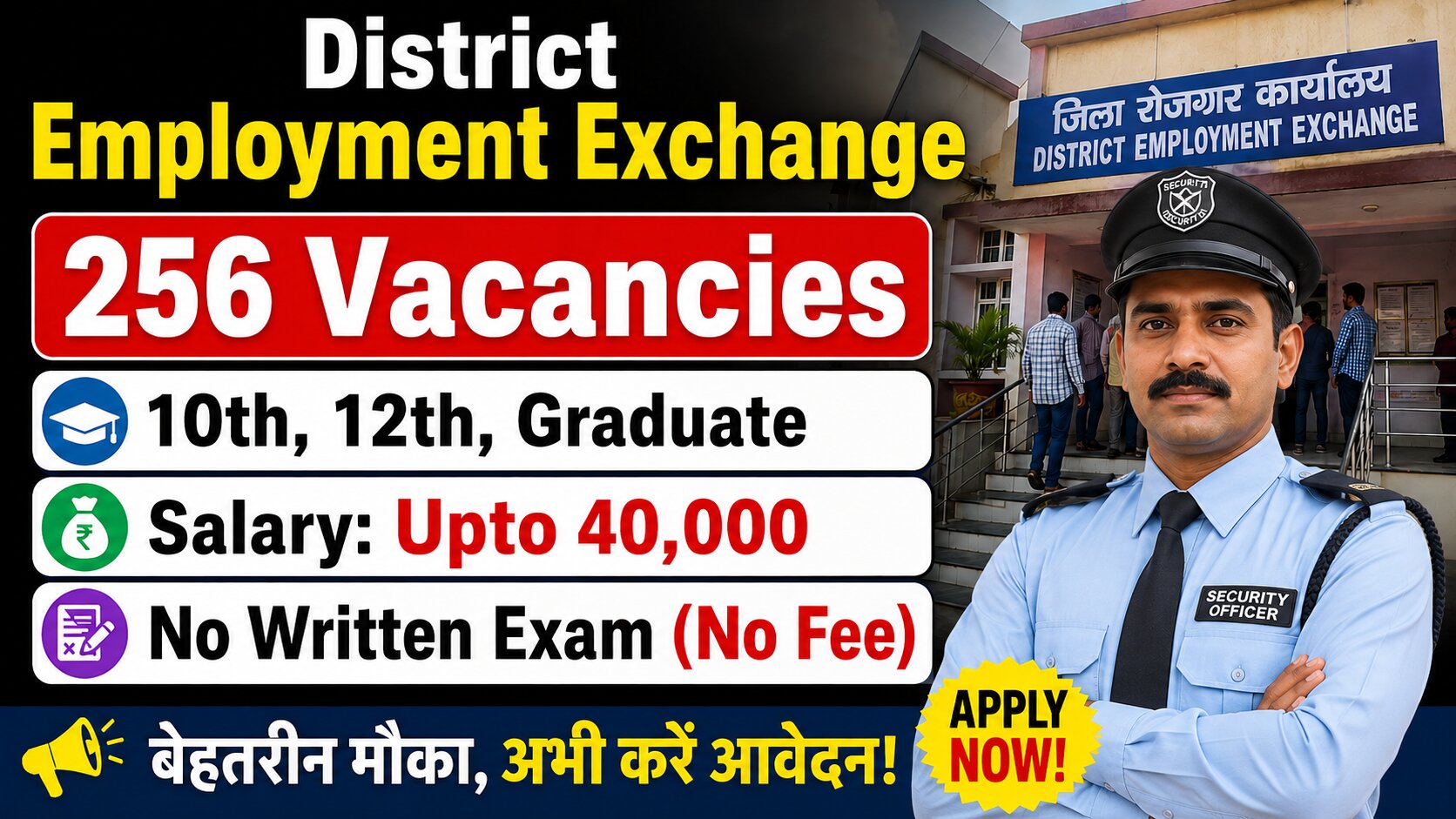 District Employment Exchange Security Guard & Supervisor Recruitment 2026