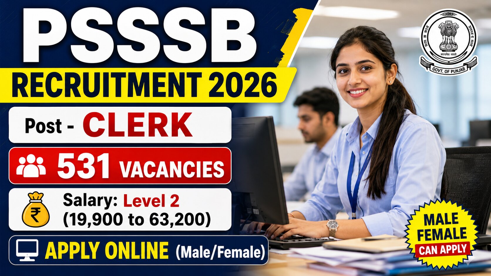 PSSSB Clerk Recruitment 2026