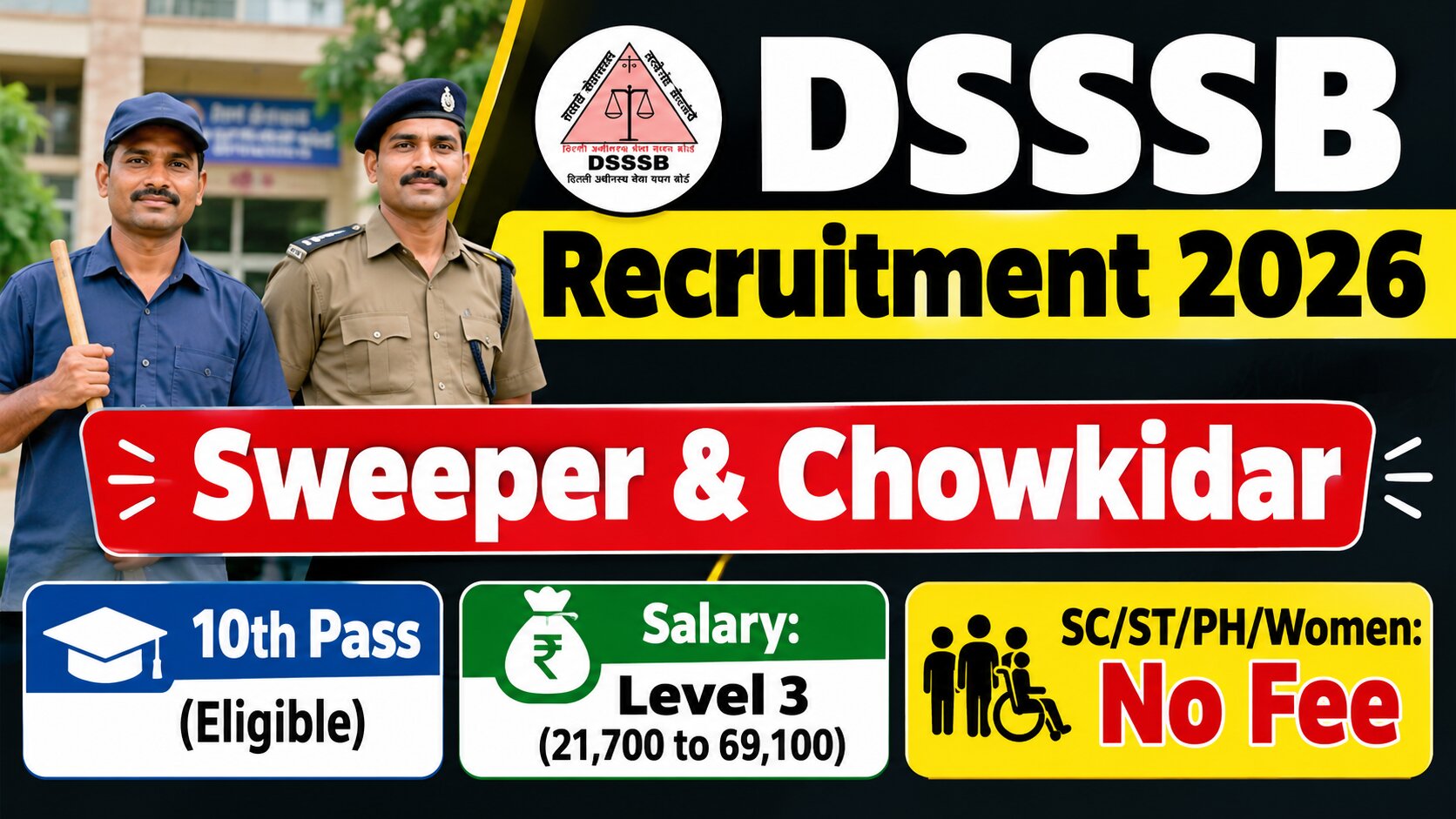 DSSSB Sweeper and Chowkidar Recruitment 2026