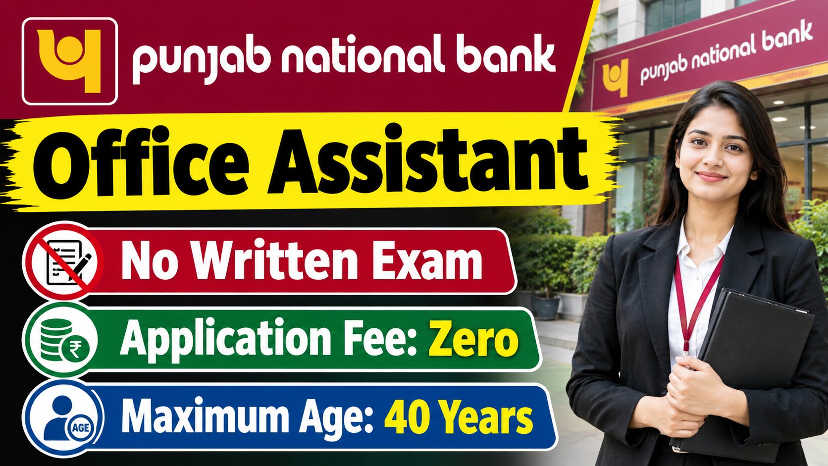 PNB Bank Office Assistant Recruitment 2026: Apply Offline